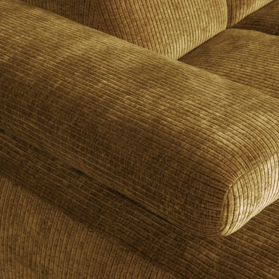 Woood Mojo Chaise Longue Bank Links Geweven Ribstof Honinggeel Sale