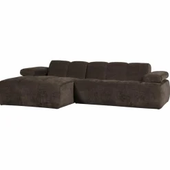 Woood Mojo Chaise Longue Bank Links Geweven Ribstof Bruin