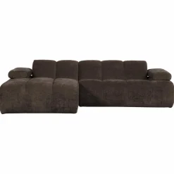 Woood Mojo Chaise Longue Bank Links Geweven Ribstof Bruin