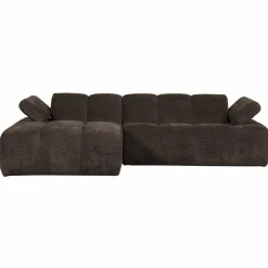 Woood Mojo Chaise Longue Bank Links Geweven Ribstof Bruin