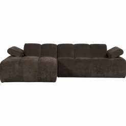 Woood Mojo Chaise Longue Bank Links Geweven Ribstof Bruin