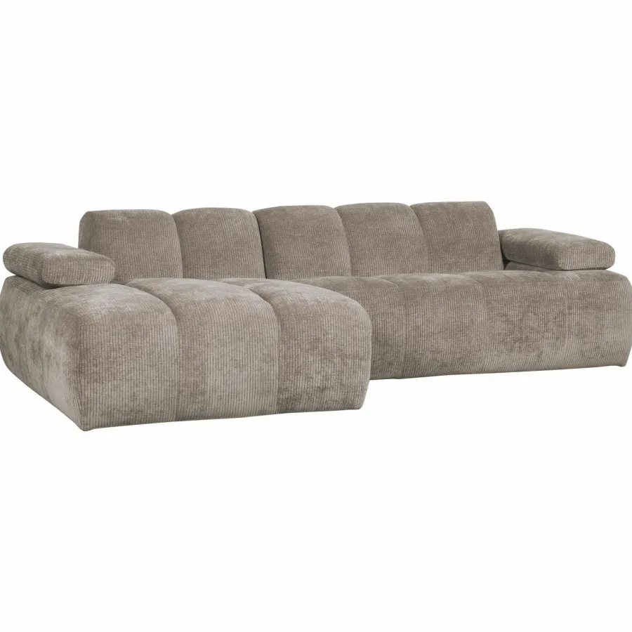 Woood Mojo chaise longue bank links ribstof donkerzand Outlet