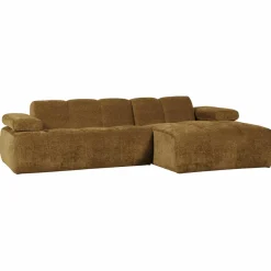Woood Mojo Chaise Longue Bank Rechts Geweven Ribstof Honinggeel New
