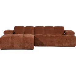 Woood Mojo Chaise Longue Bank Links Geweven Ribstof Roestbruin