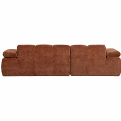 Woood Mojo Chaise Longue Bank Links Geweven Ribstof Roestbruin