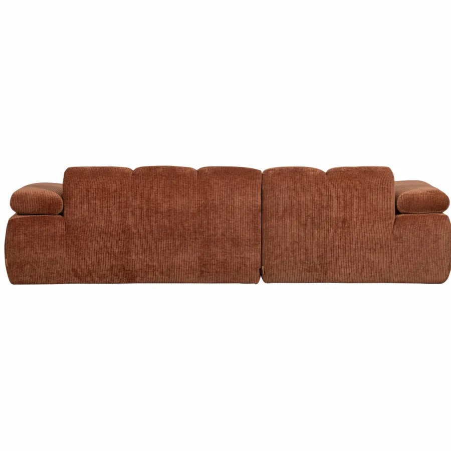 Woood Mojo Chaise Longue Bank Links Geweven Ribstof Roestbruin