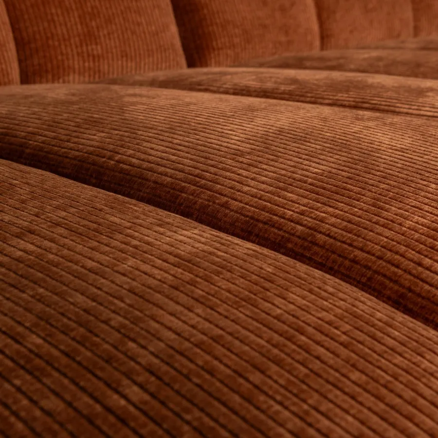 Woood Mojo Chaise Longue Bank Links Geweven Ribstof Roestbruin