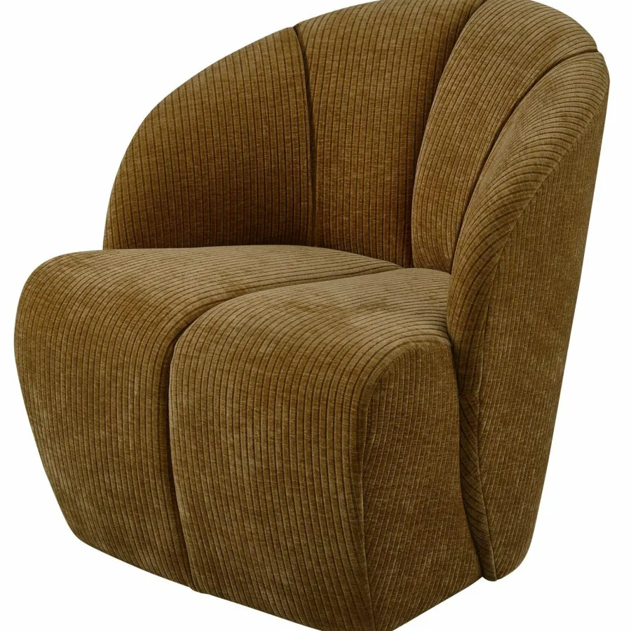 Woood Mojo draaifauteuil geweven ribstof honinggeel Outlet