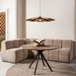 Woood MOJO eetbankje 84CM met rugleuning Ribstof donkerzand Clearance