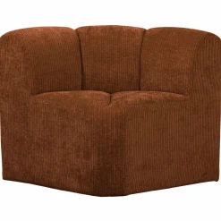 Woood Mojo Eetbankje Hoek Met Rugleuning Ribstof Roestbruin Outlet