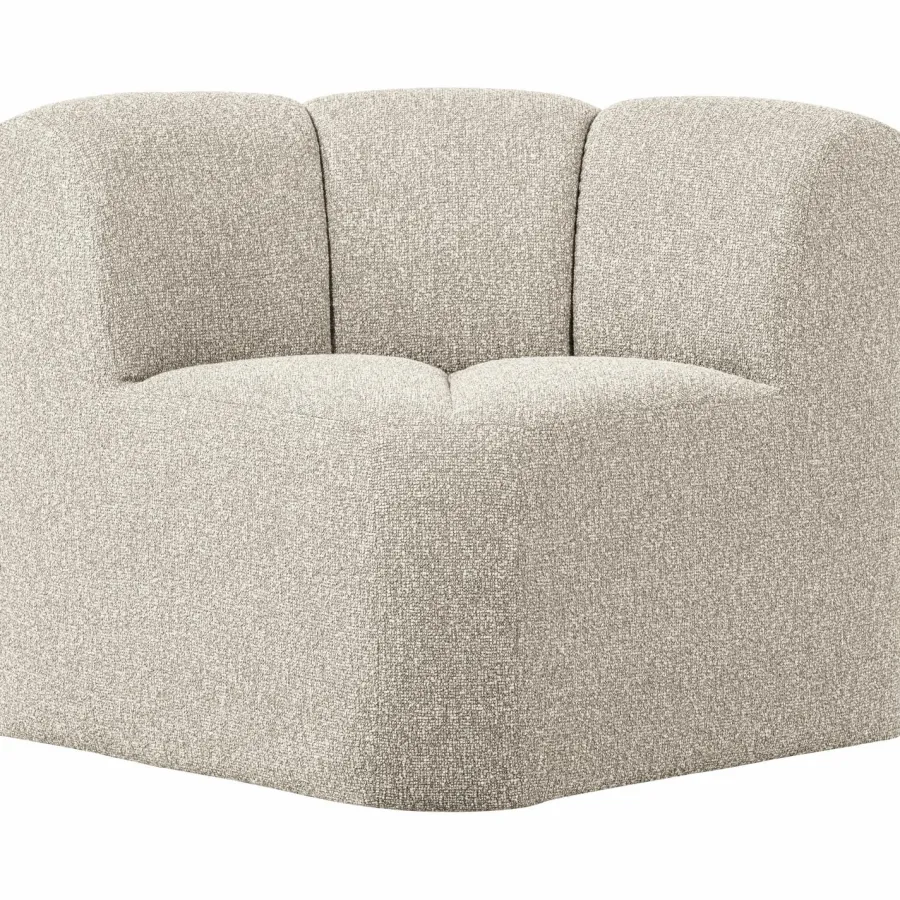 Woood Mojo Eetbankje Hoek Met Rugleuning Boucle Beige Melange New