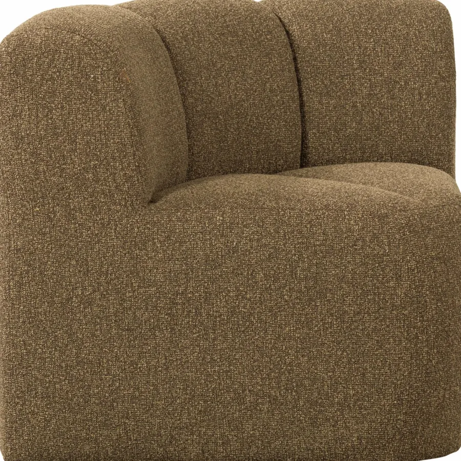 Woood Mojo Eetbankje Hoek Met Rugleuning Boucle Geel/Bruin Melange Discount