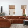 Woood Mojo Hoekbank Links Geweven Ribstof Roestbruin Clearance