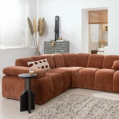 Woood Mojo Hoekbank Links Geweven Ribstof Roestbruin Clearance