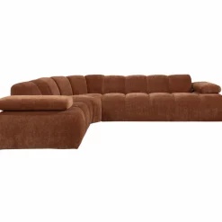 Woood Mojo Hoekbank Links Geweven Ribstof Roestbruin Clearance