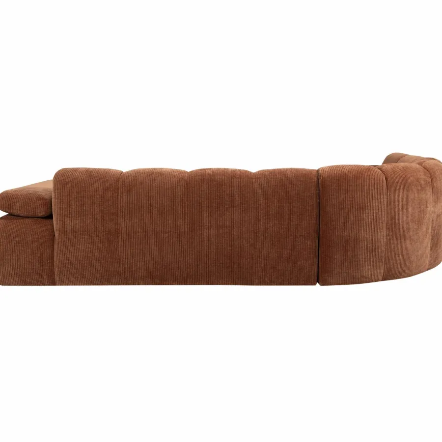 Woood Mojo Hoekbank Links Geweven Ribstof Roestbruin Clearance
