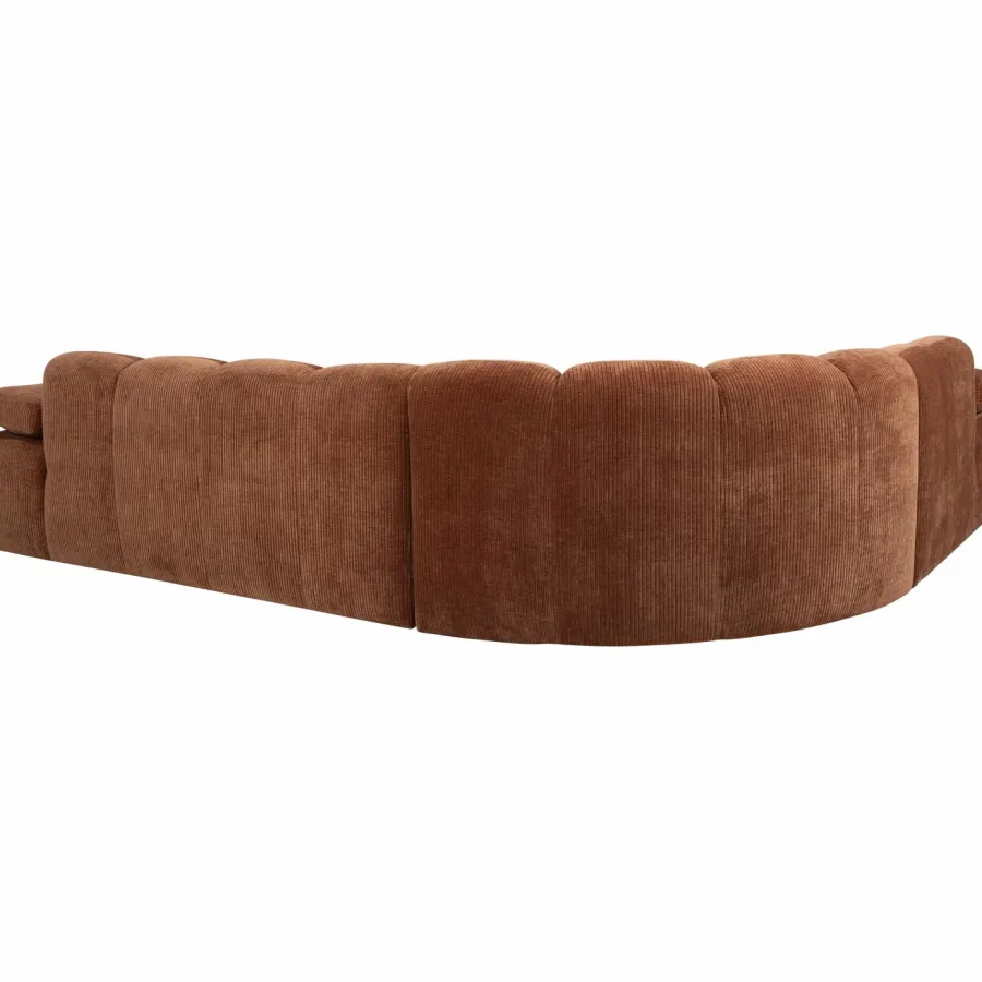 Woood Mojo Hoekbank Links Geweven Ribstof Roestbruin Clearance