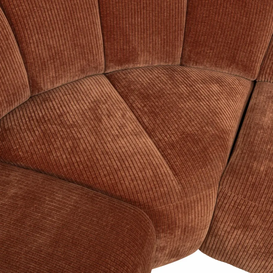Woood Mojo Hoekbank Links Geweven Ribstof Roestbruin Clearance