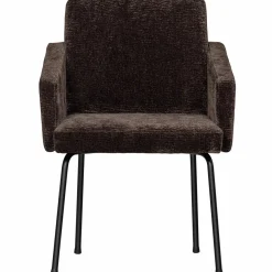 Woood MOUNT eetkamerstoel met armleuning 3D chenille donkerbruin Sale
