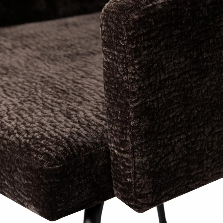 Woood MOUNT eetkamerstoel met armleuning 3D chenille donkerbruin Sale
