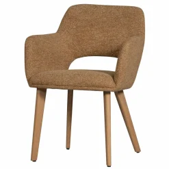 Woood Murat eetkamerstoel geel met houten poot naturel New