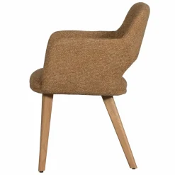 Woood Murat eetkamerstoel geel met houten poot naturel New