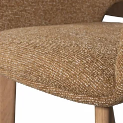 Woood Murat eetkamerstoel geel met houten poot naturel New