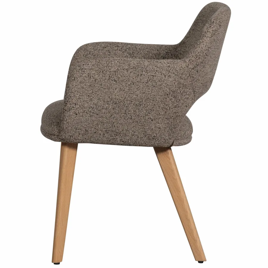 Woood Murat eetkamerstoel taupe met houten poot naturel New