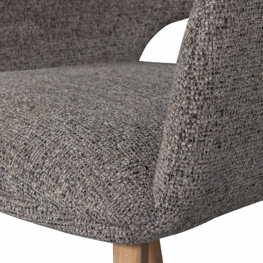 Woood Murat eetkamerstoel taupe met houten poot naturel New