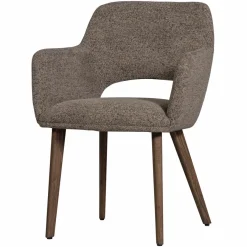 Woood Murat eetkamerstoel taupe met houten poot mystic brown Hot
