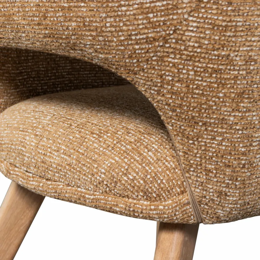 Woood Murat eetkamerstoel geel met houten poot naturel Best