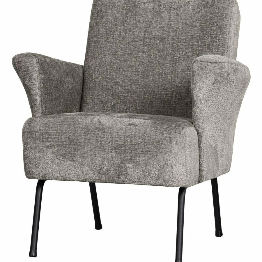 Woood Muse fauteuil grof geweven stof taupe Best