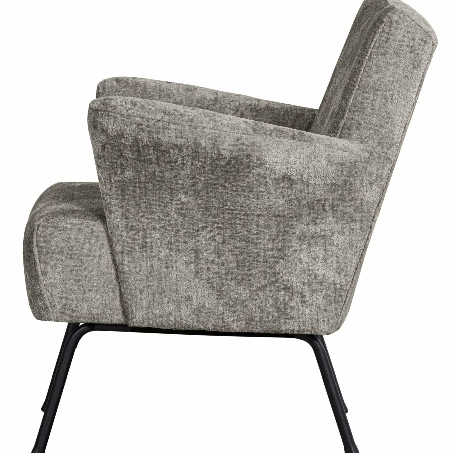Woood Muse fauteuil grof geweven stof taupe Best