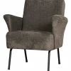 Woood Muse fauteuil grof geweven stof grijs/bruin Discount
