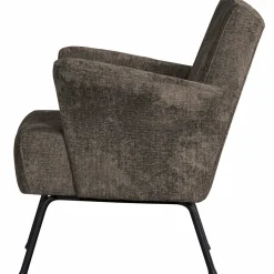 Woood Muse fauteuil grof geweven stof grijs/bruin Discount