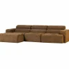 Woood Novi chaise longue bank links karamelbruin melange Discount