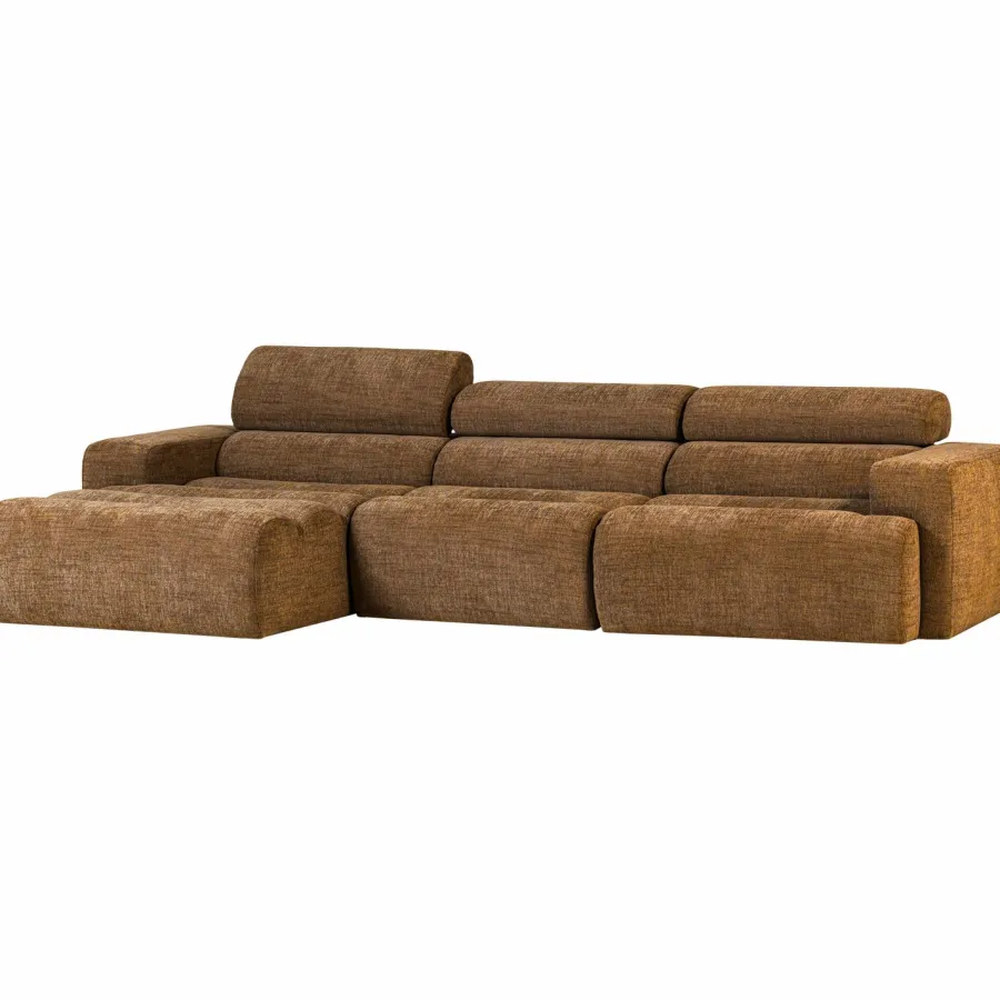 Woood Novi chaise longue bank links karamelbruin melange Discount