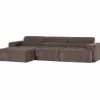 Woood Novi chaise longue bank links ribstof grijsbruin Online