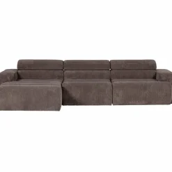 Woood Novi chaise longue bank links ribstof grijsbruin Online