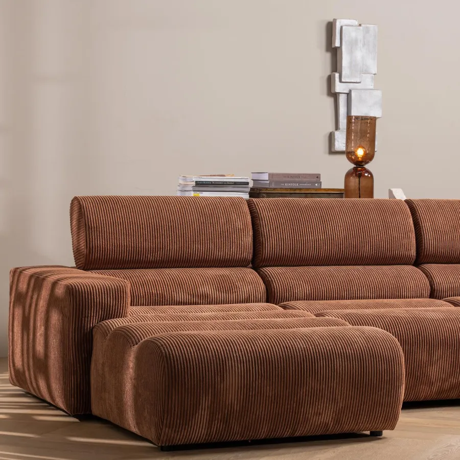 Woood Novi chaise longue bank links ribstof terra