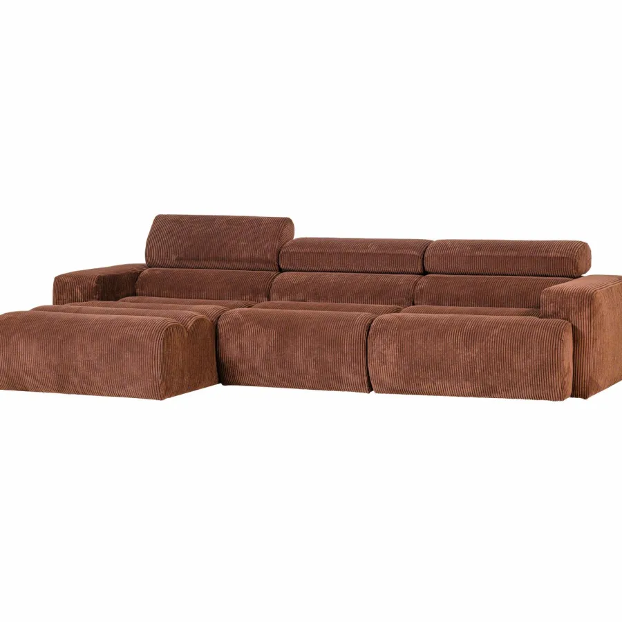 Woood Novi chaise longue bank links ribstof terra
