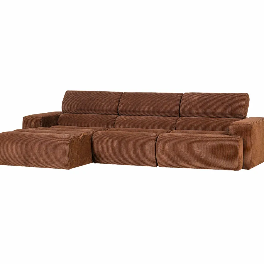 Woood Novi chaise longue bank links ribstof terra