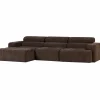 Woood Novi chaise longue bank links donkerbruin melange