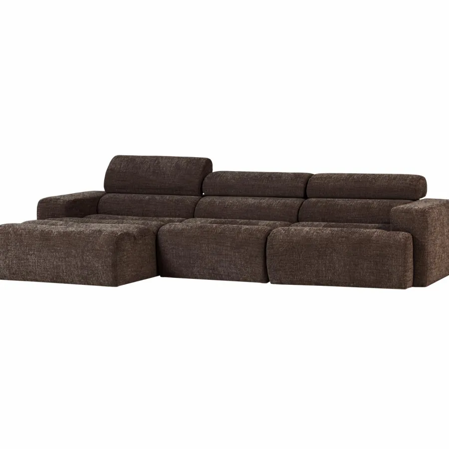 Woood Novi chaise longue bank links donkerbruin melange