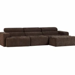 Woood Novi chaise longue bank rechts donkerbruin melange Clearance