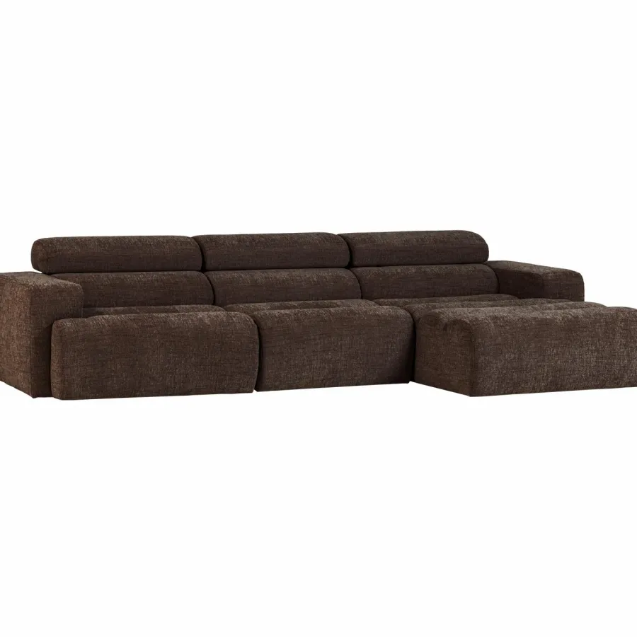 Woood Novi chaise longue bank rechts donkerbruin melange Clearance