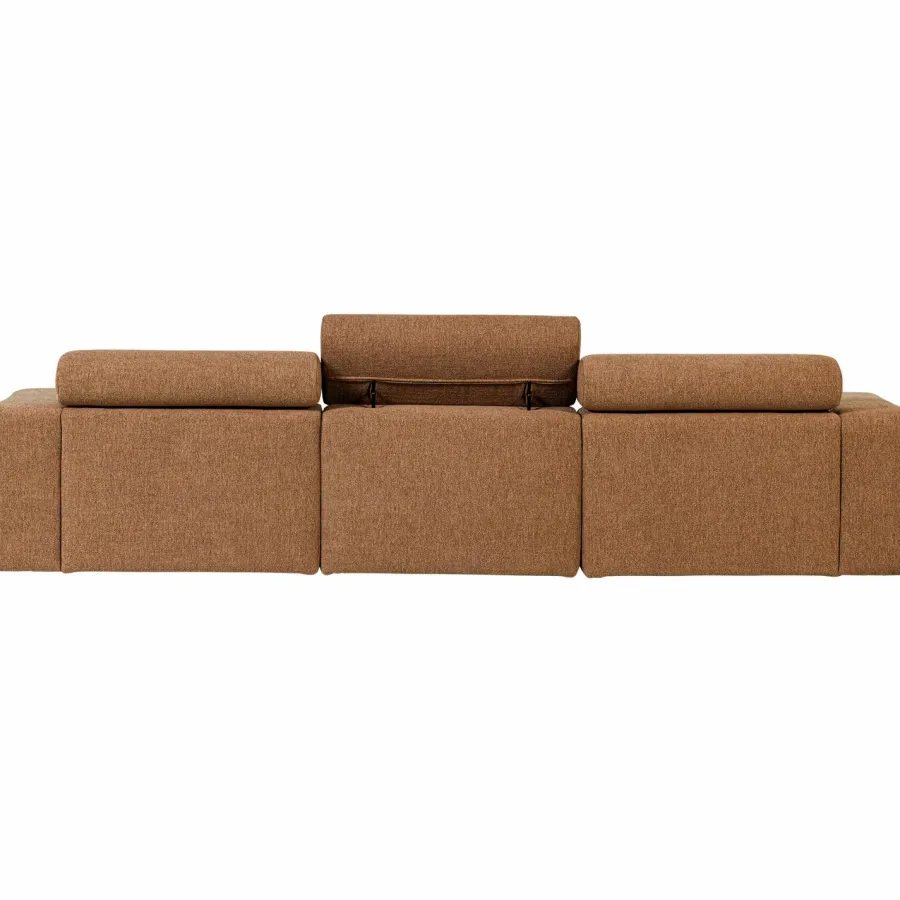 Woood Novi chaise longue bank rechts boucle karamelbruin New