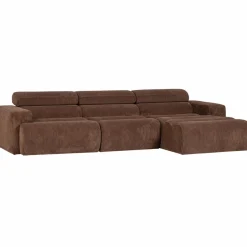 Woood Novi chaise longue bank rechts ribstof mokkabruin Best