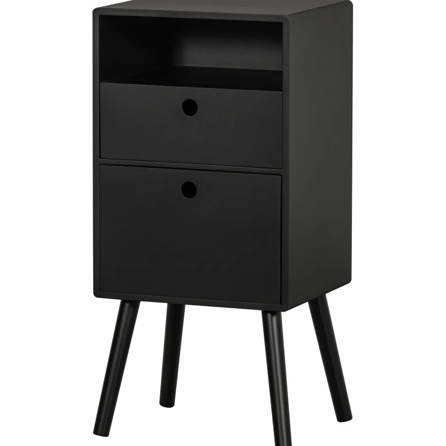 Woood Ozzy nachtkastje hoog hout zwart Discount