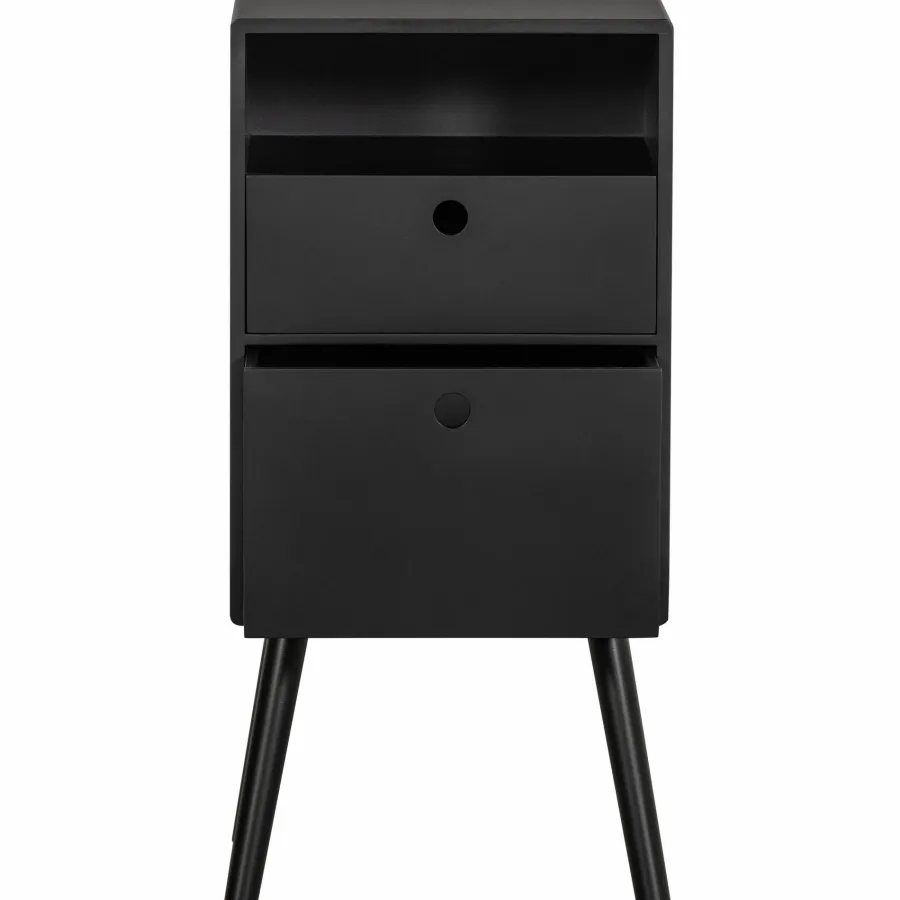 Woood Ozzy nachtkastje hoog hout zwart Discount